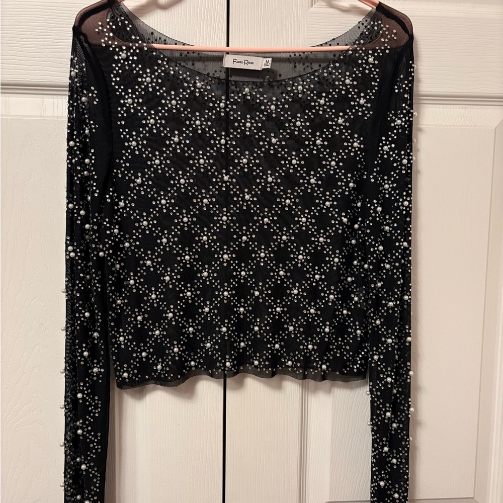 Sheer Black Beaded Top